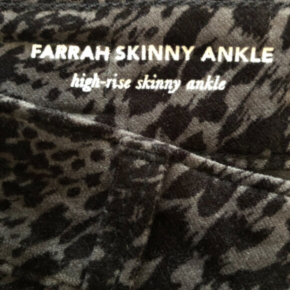AG FARRAH SKINNY ANKLE HIGH RISE GREY BLACK LEOPARD STRETCH VELVET 25 NWOT - Picture 7 of 13